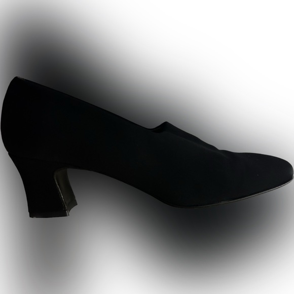Amalfi Italy women's black leather suede block heel pumps vintage 9 Italian made - Picture 2 of 6